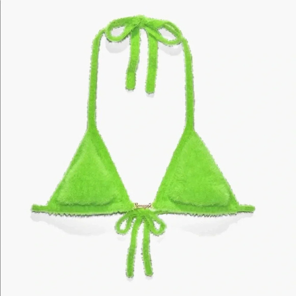 Savage X Fenty  lime green fuzzy comfy brallette Sz M - Picture 4 of 7